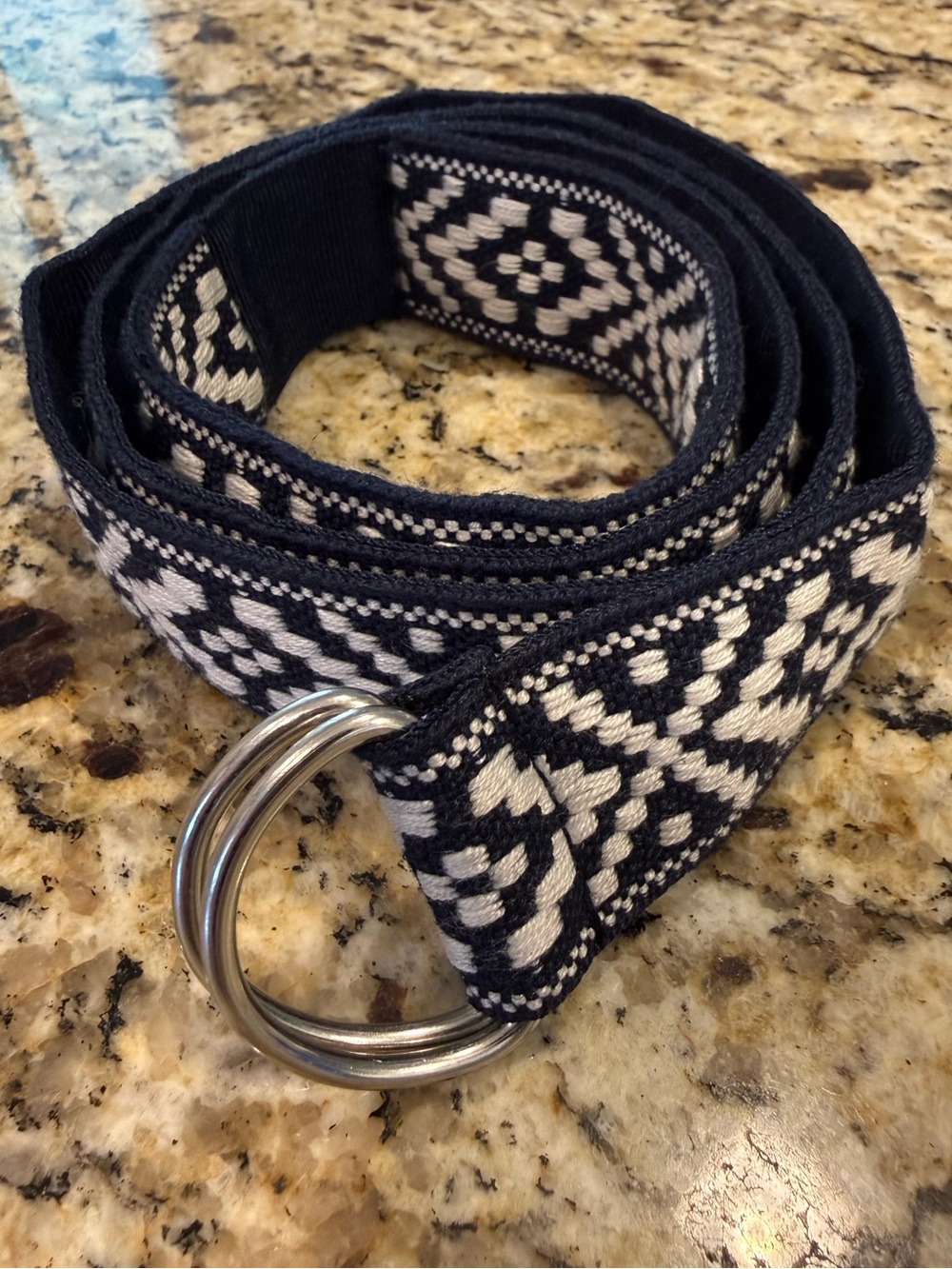 Country western Aztec belt monochromatic black white gorpcore casual 39” SZ 8